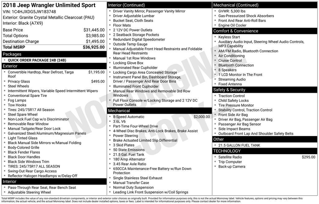 2018 Jeep Wrangler Unlimited Sport