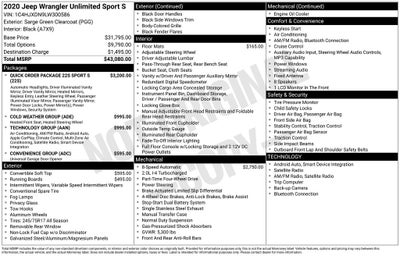 2020 Jeep Wrangler Unlimited Sport S