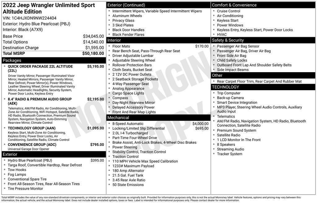 2022 Jeep Wrangler Unlimited Sport Altitude