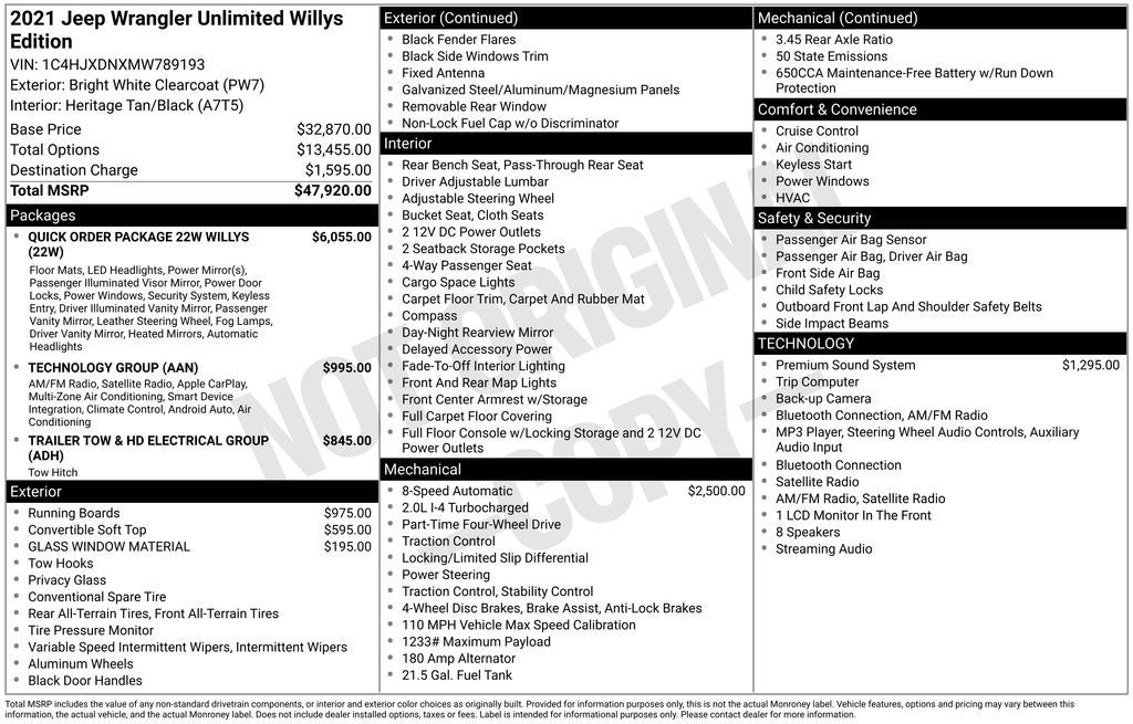 2021 Jeep Wrangler Unlimited Willys