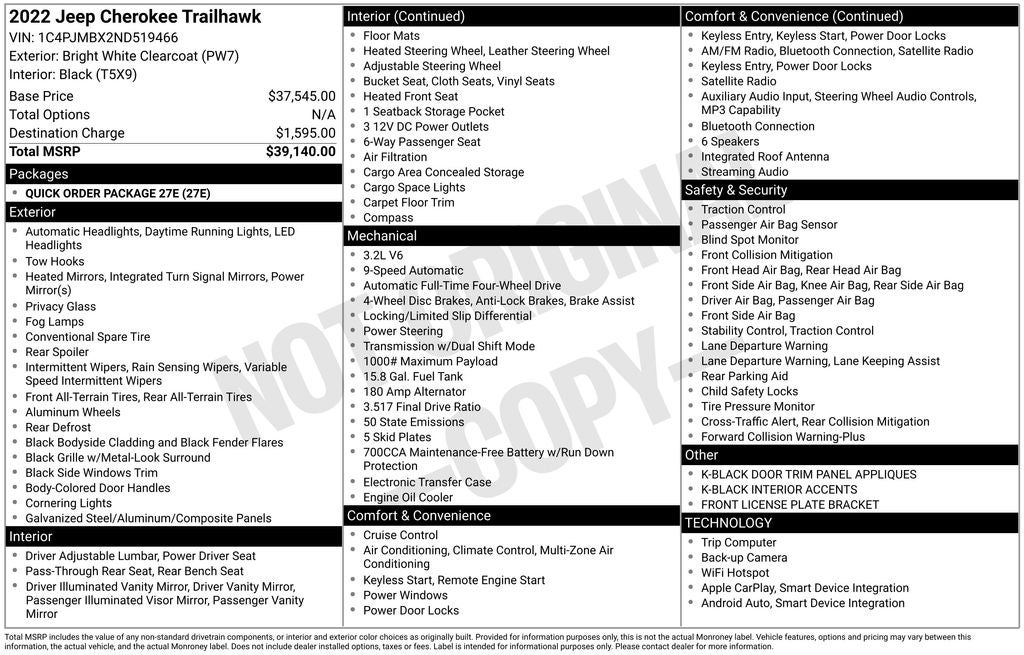 2022 Jeep Cherokee Trailhawk 4x4