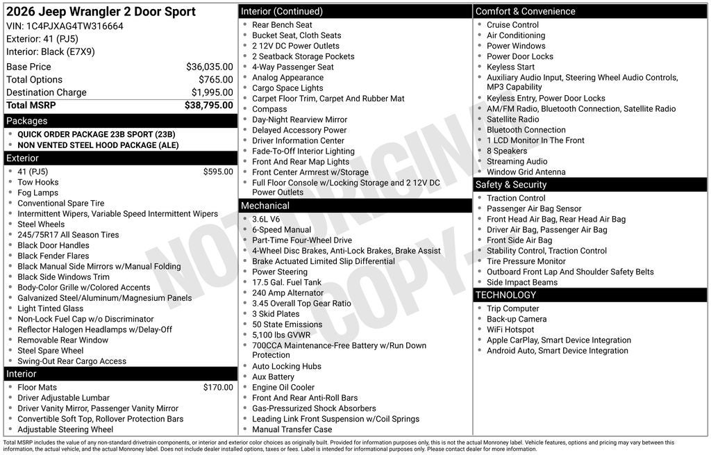 2026 Jeep Wrangler Sport
