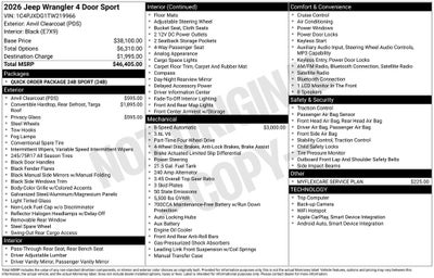 2026 Jeep Wrangler Sport