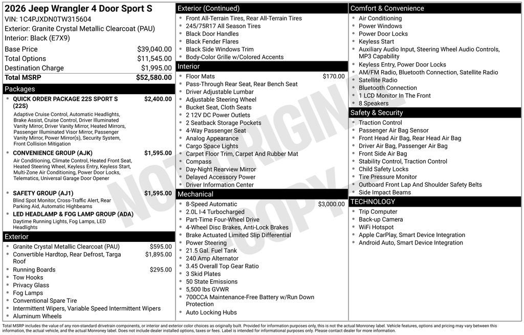 2026 Jeep Wrangler Sport S