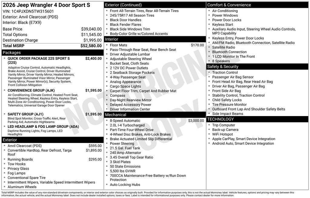 2026 Jeep Wrangler Sport S
