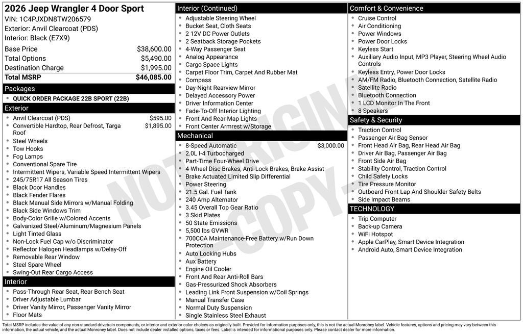 2026 Jeep Wrangler Sport