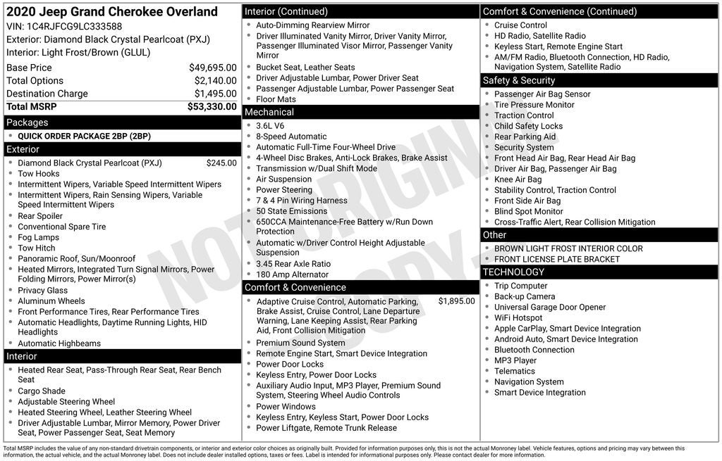 2020 Jeep Grand Cherokee Overland