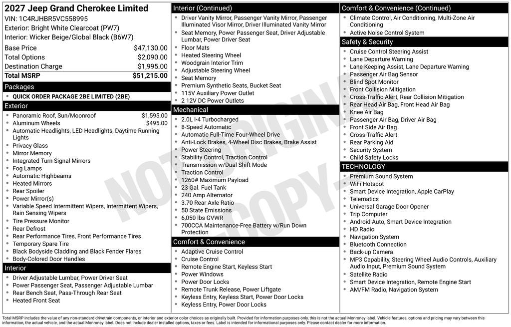 2027 Jeep Grand Cherokee Limited