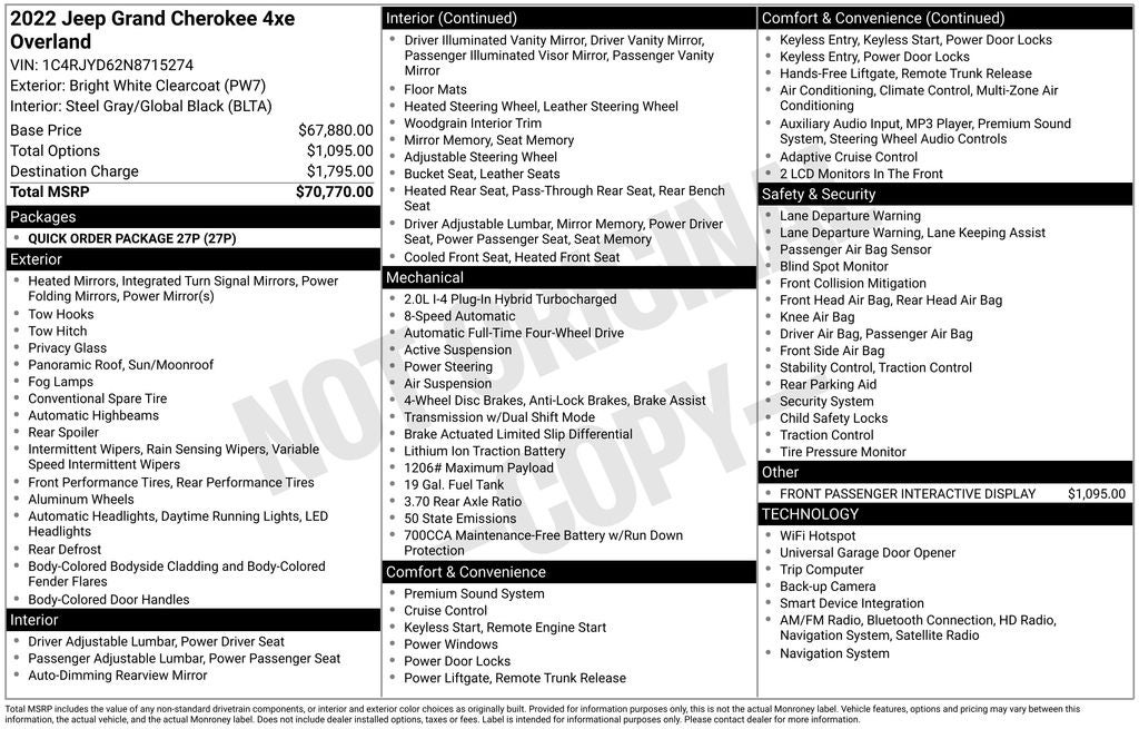 2022 Jeep Grand Cherokee Overland 4xe
