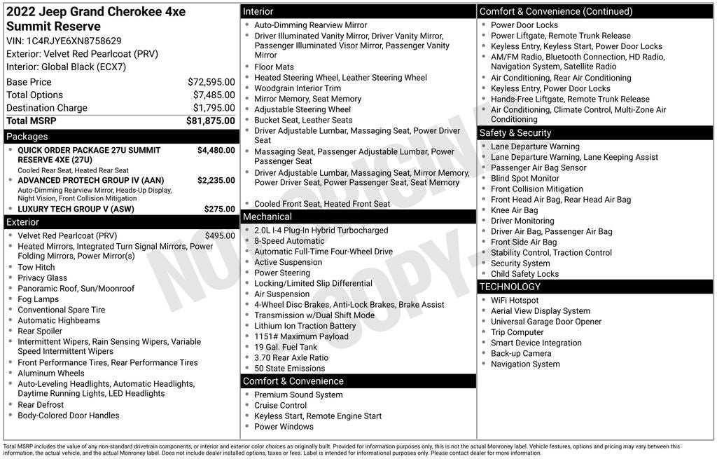 2022 Jeep Grand Cherokee 4xe Summit Reserve 4xe
