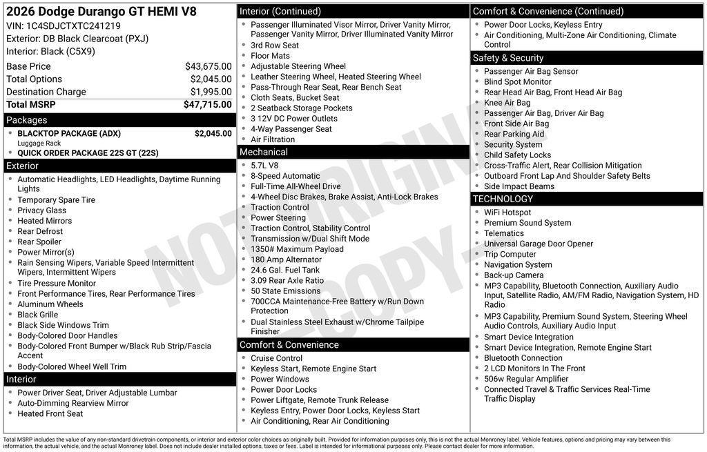 2026 Dodge Durango GT HEMI V8