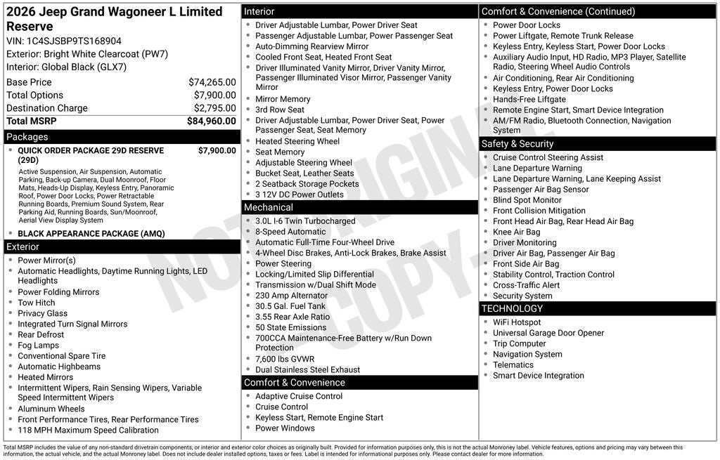 2026 Jeep Grand Wagoneer L Limited Reserve