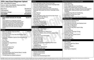 2026 Jeep Grand Wagoneer Upland