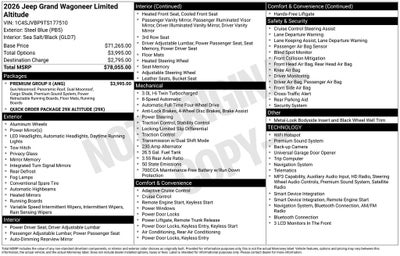 2026 Jeep Grand Wagoneer Limited Altitude