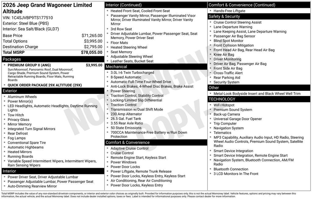 2026 Jeep Grand Wagoneer Limited Altitude
