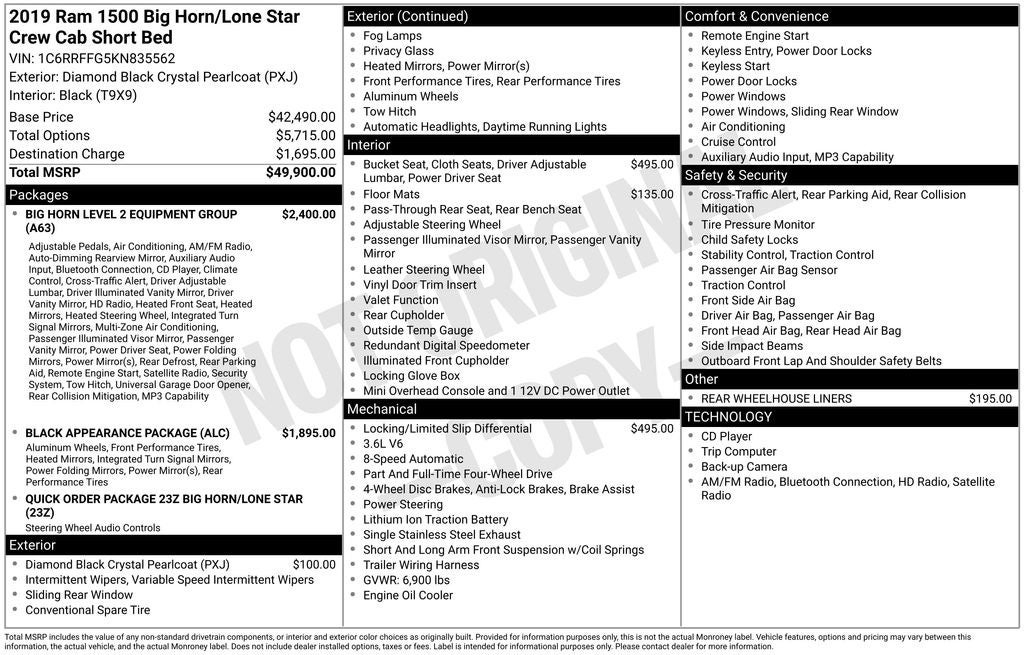 2019 RAM 1500 Big Horn/Lone Star