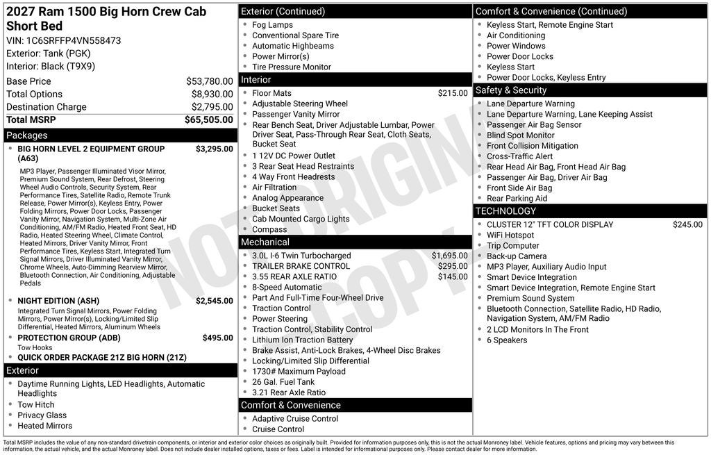 2027 RAM 1500 Big Horn