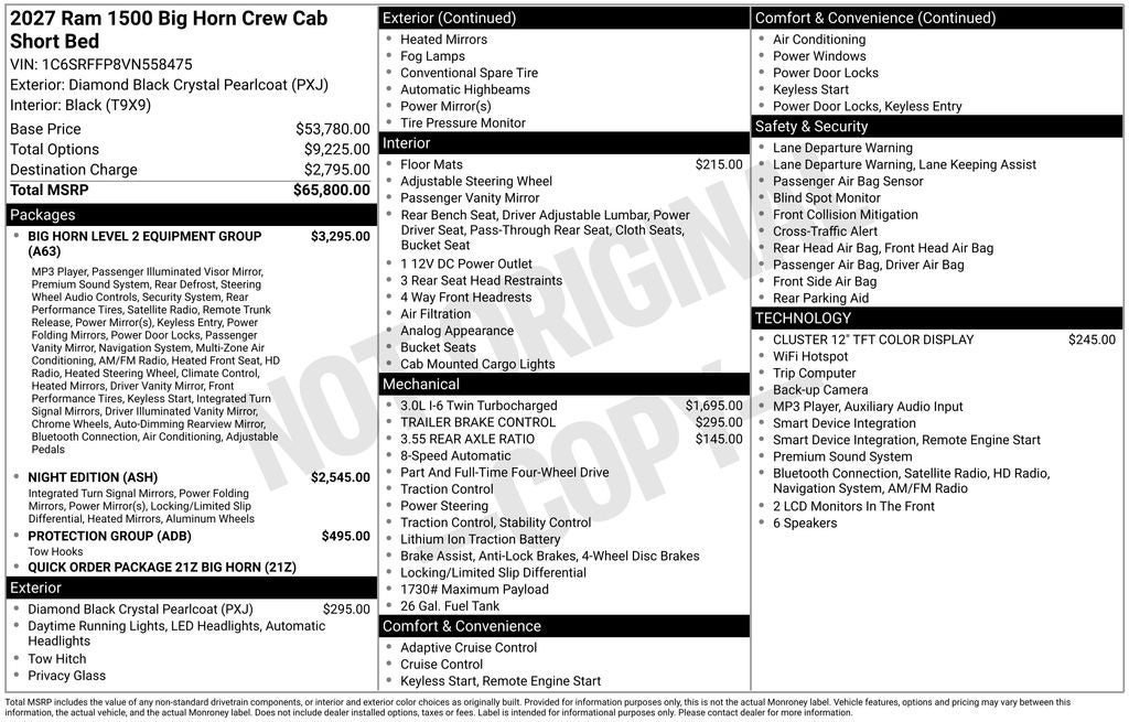 2027 RAM 1500 Big Horn