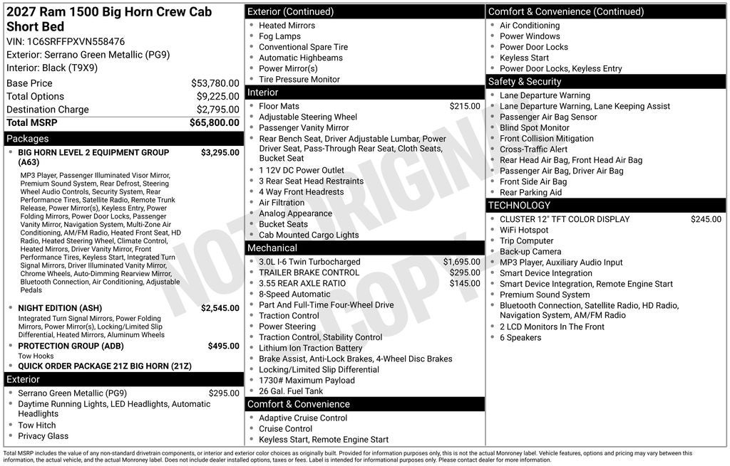 2027 RAM 1500 Big Horn