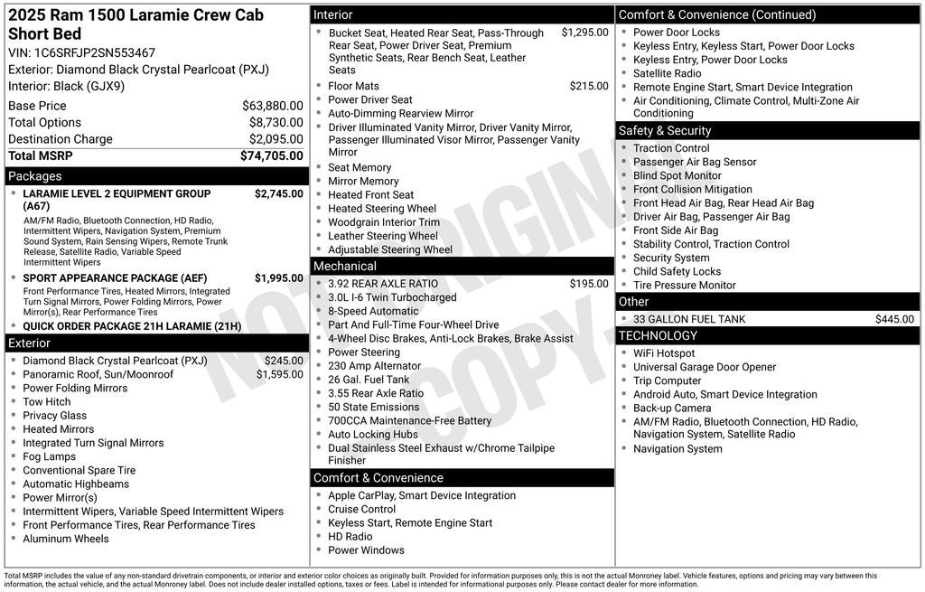 2025 RAM 1500 Laramie Crew Cab 4x4 5'7' Box