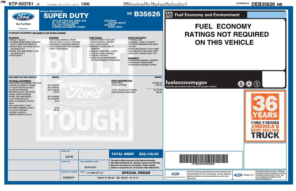 2013 Ford Super Duty F-350 SRW Pickup XL