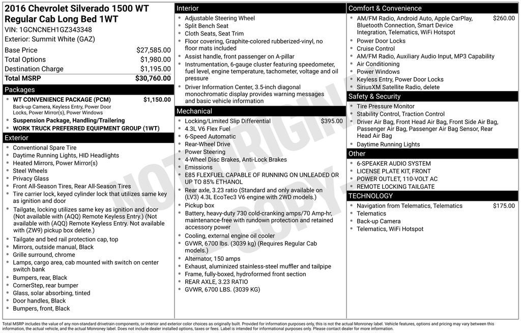 2016 Chevrolet Silverado 1500 Work Truck