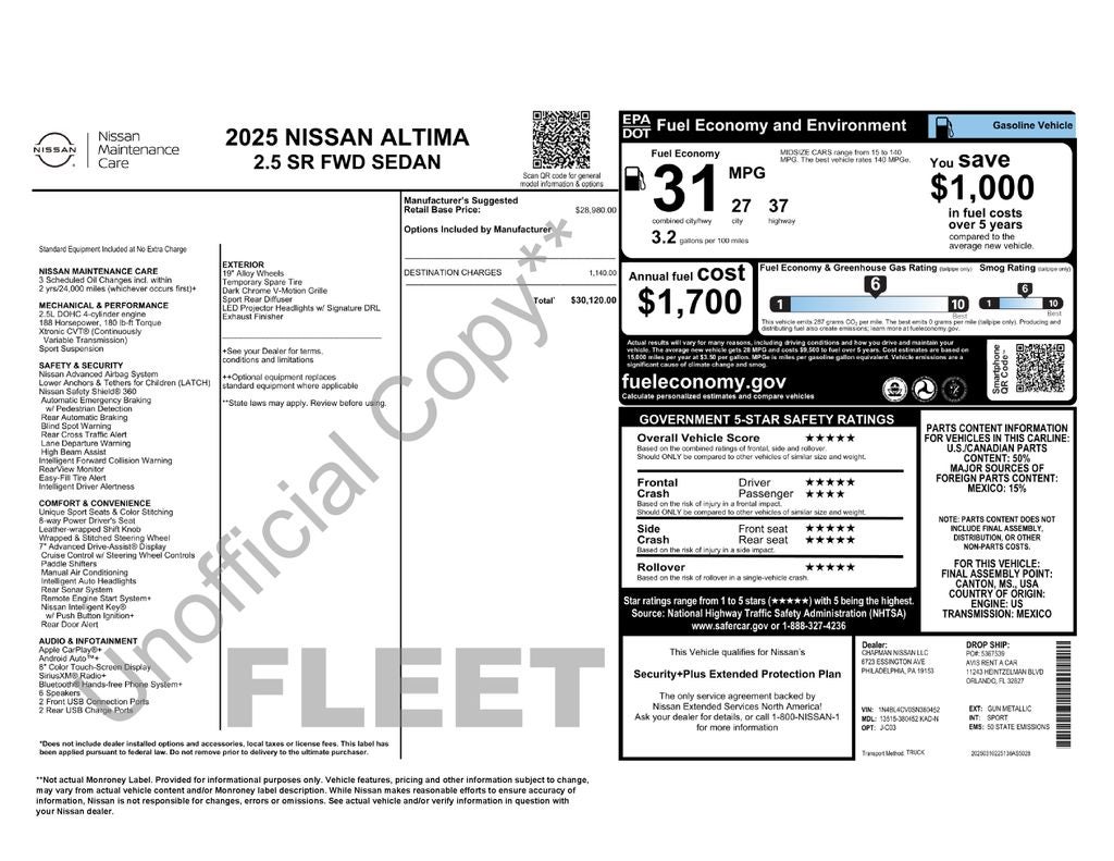 2025 Nissan Altima 2.5 SR
