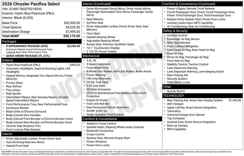 2026 Chrysler Pacifica Select