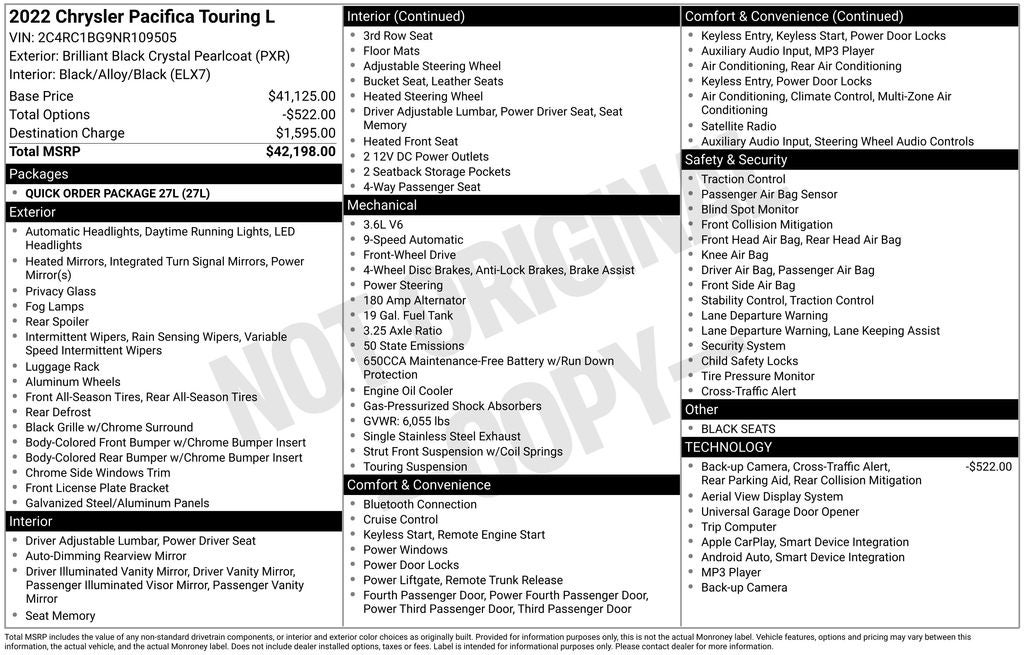 2022 Chrysler Pacifica Touring L