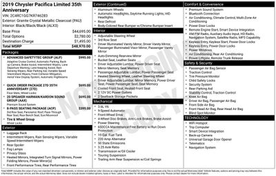 2019 Chrysler Pacifica 35th Anniversary Limited