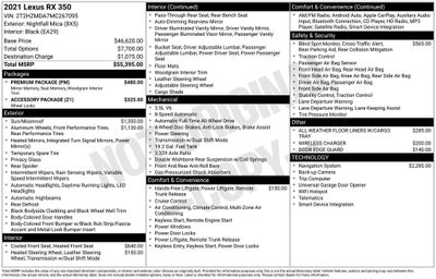2021 Lexus RX 350 350