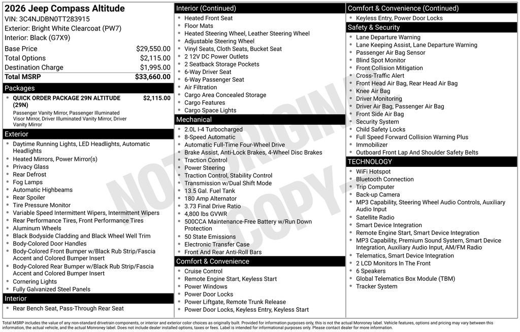 2026 Jeep Compass Latitude Altitude