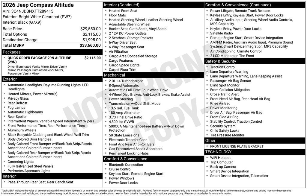 2026 Jeep Compass Latitude Altitude