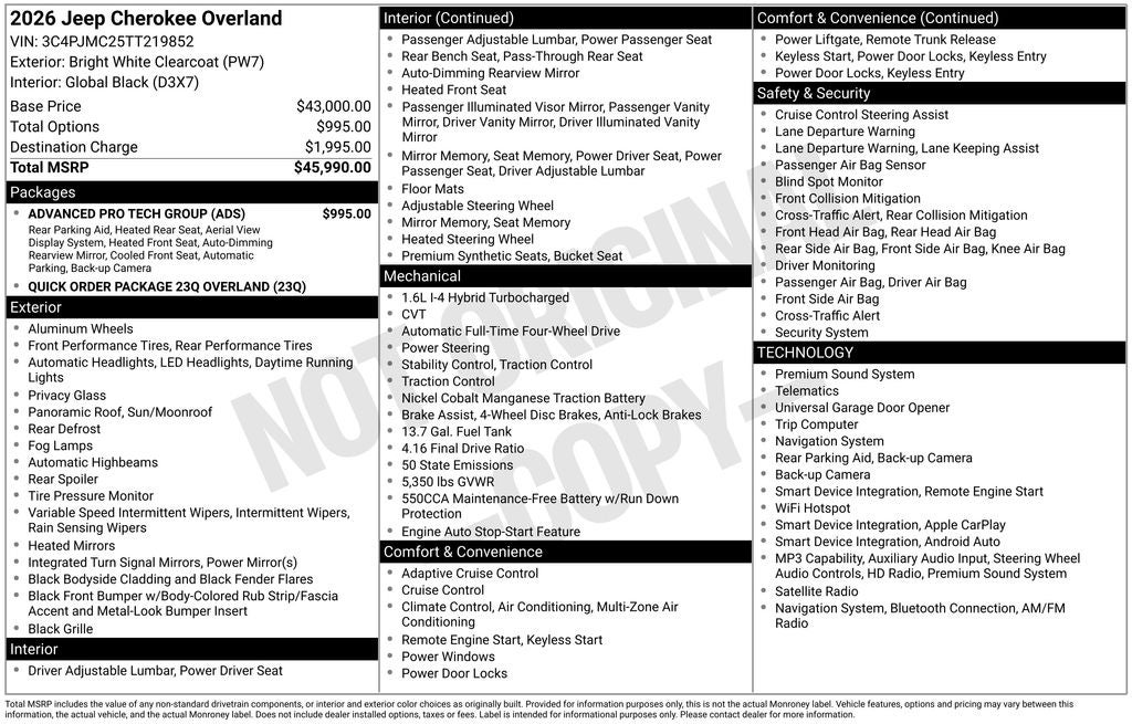 2026 Jeep Cherokee Overland