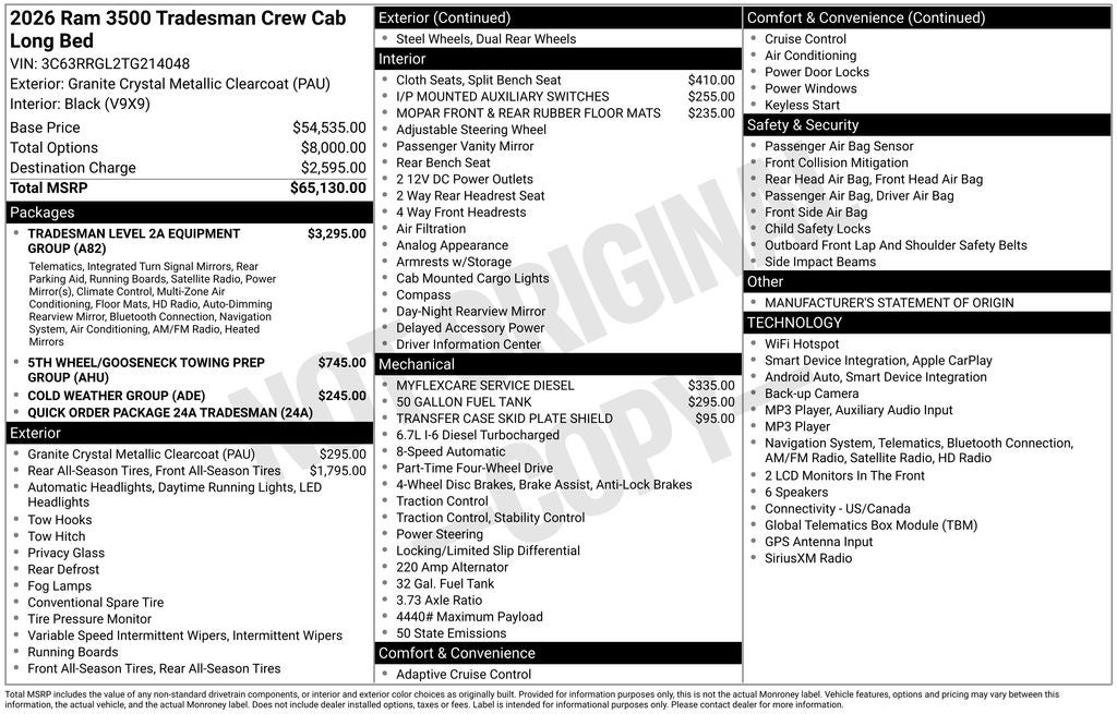 2026 RAM 3500 Tradesman