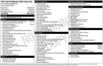 2021 RAM ProMaster 3500 High Roof 159 WB