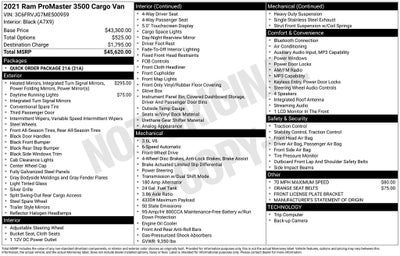 2021 RAM ProMaster Cargo Van High Roof 159 WB