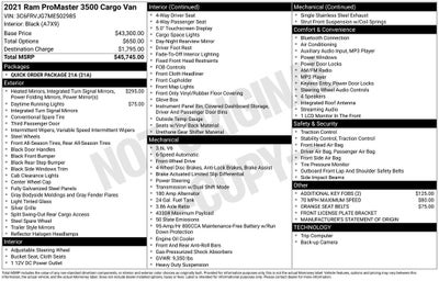 2021 RAM ProMaster Cargo Van High Roof 159 WB