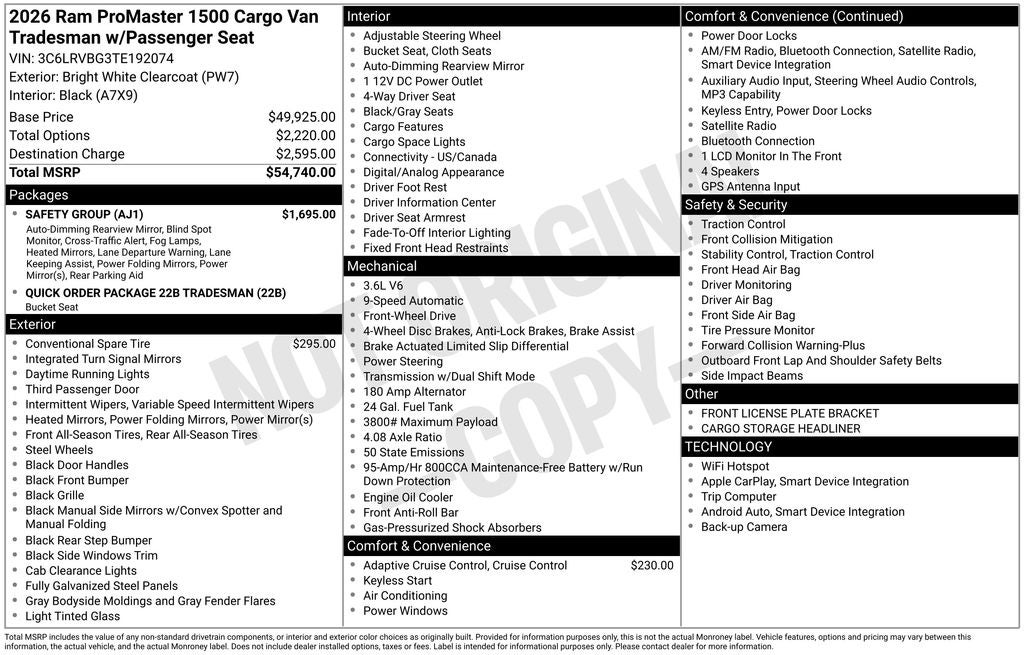 2026 RAM ProMaster 1500 Tradesman