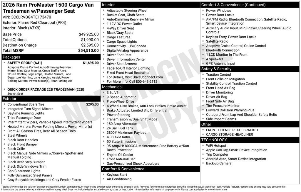 2026 RAM ProMaster Cargo Van Base