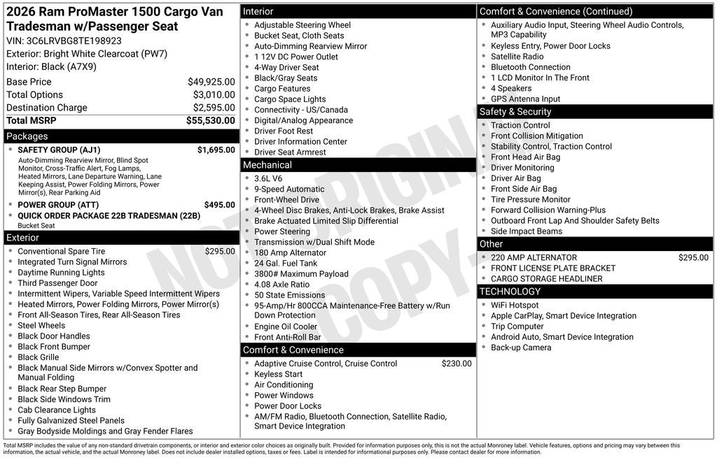 2026 RAM ProMaster 1500 Tradesman