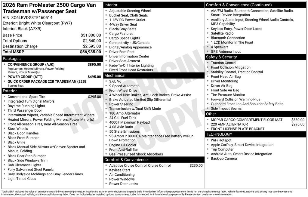 2026 RAM ProMaster 2500 High Roof