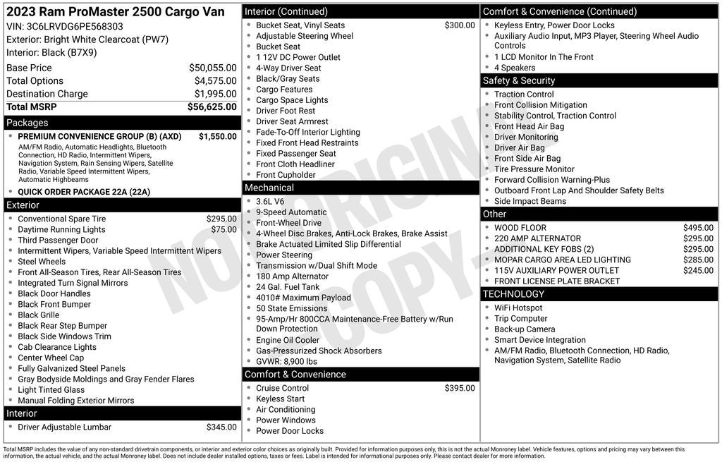 2023 RAM ProMaster Cargo Van High Roof