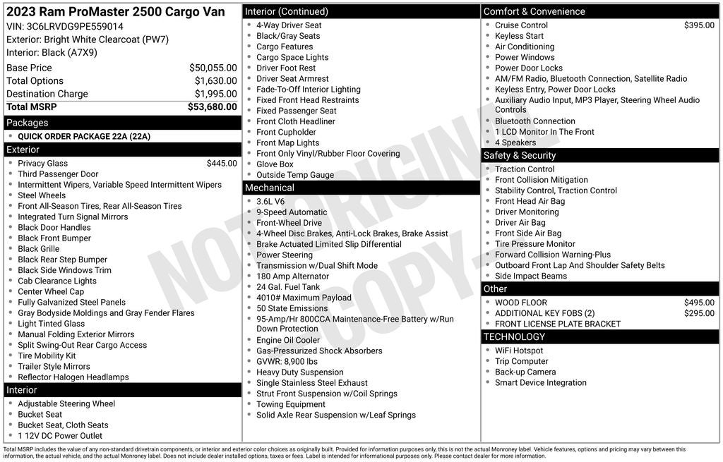 2023 RAM ProMaster Cargo Van High Roof 159 WB