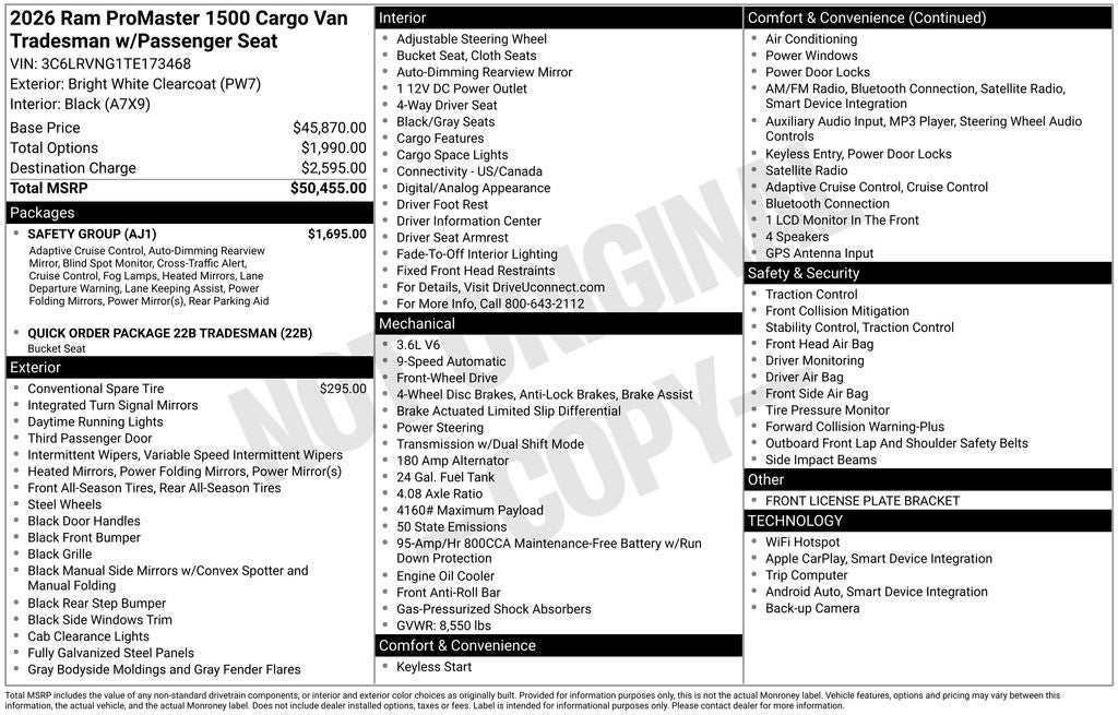 2026 RAM ProMaster 1500 Low Roof