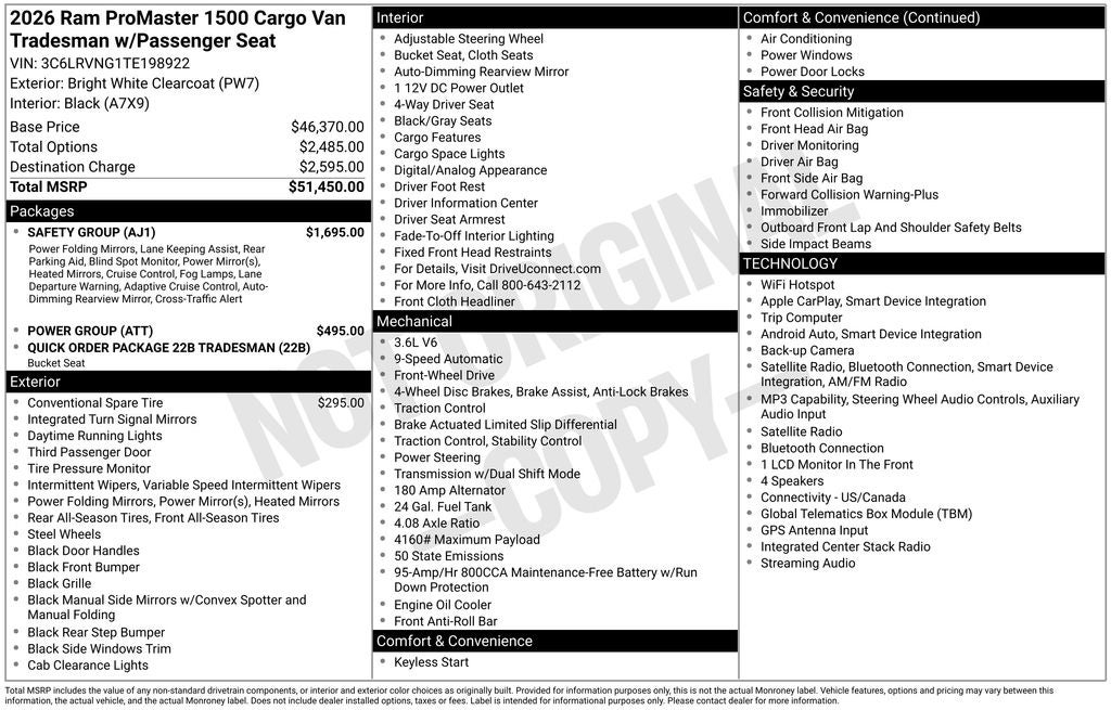 2026 RAM ProMaster 1500 Tradesman
