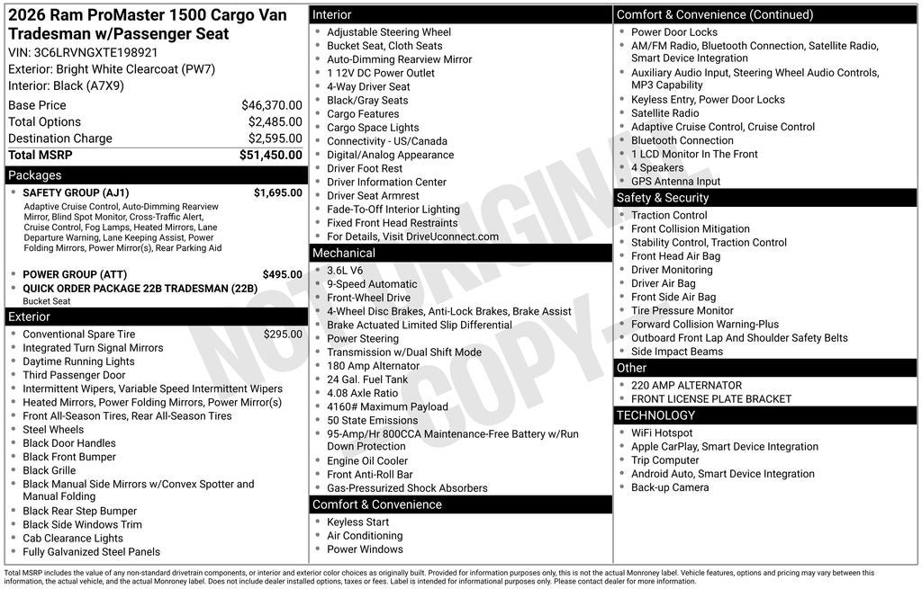 2026 RAM ProMaster 1500 Tradesman