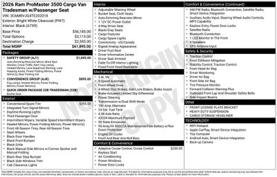 2026 RAM ProMaster 3500 Tradesman