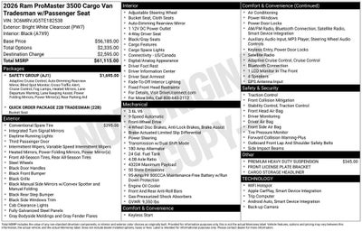 2026 RAM ProMaster Cargo Van High Roof