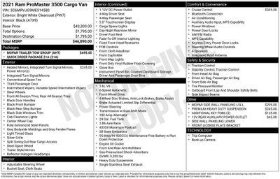 2021 RAM ProMaster 3500 High Roof 159 WB
